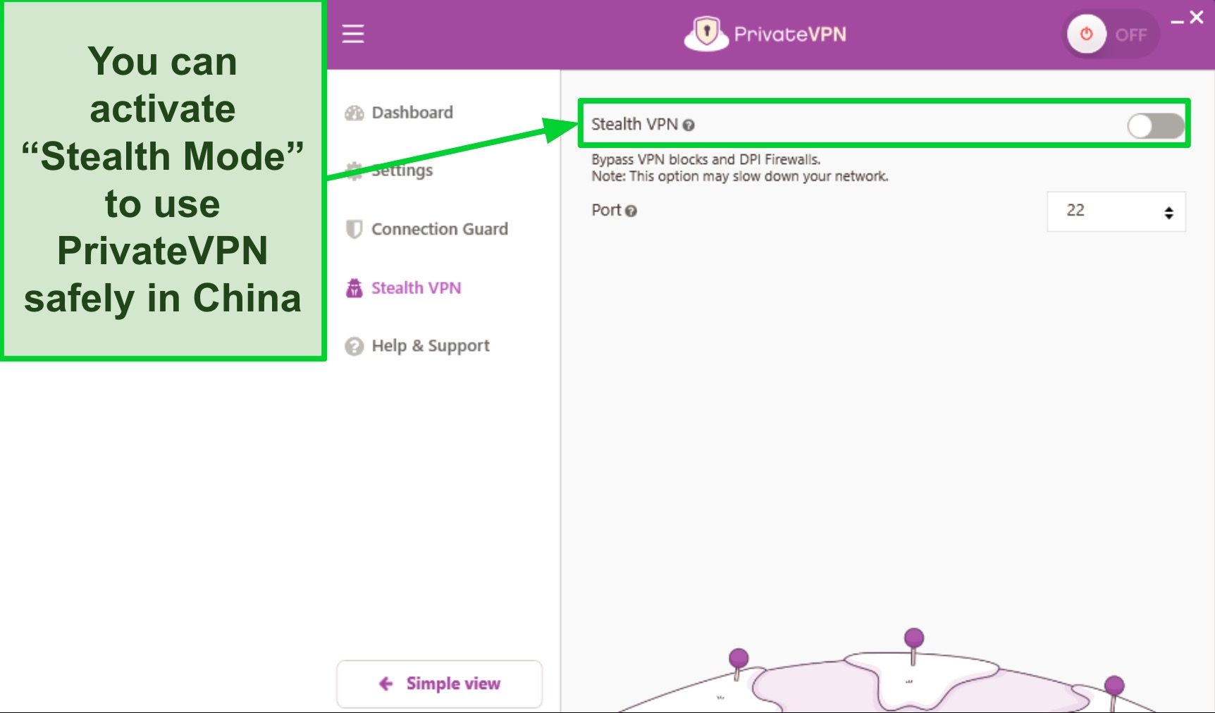 Activate the Stealth VPN setting, and you&rsquo;re ready to browse the open web in China.