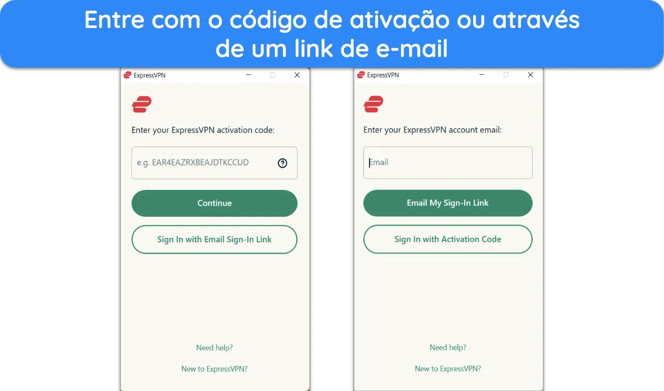 Screenshot of ExpressVPN's app download page Captura de ecrã da página de download da aplicação ExpressVPN.
