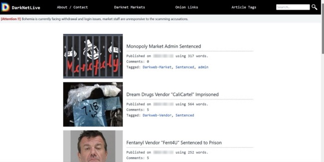 afbeelding van Darknetlive-homepage