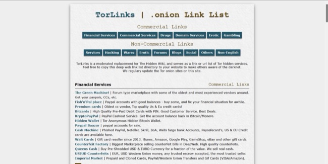 afbeelding van TorLinks-homepage
