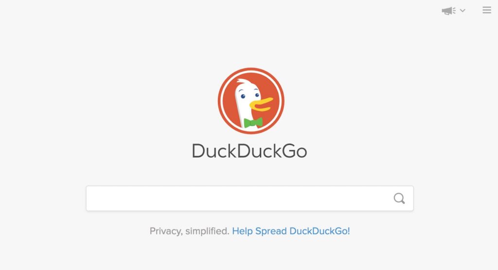 Sk&aelig;rmbillede af DuckDuckGo's .onion-side