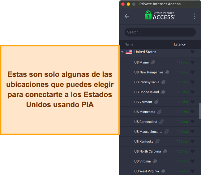 Aplicaci&oacute;n Private Internet Access (PIA) junto con la anotaci&oacute;n