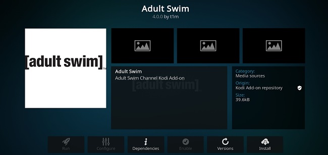 Sn&iacute;mek obrazovky s doplňkem pro Kodi Adult Swim