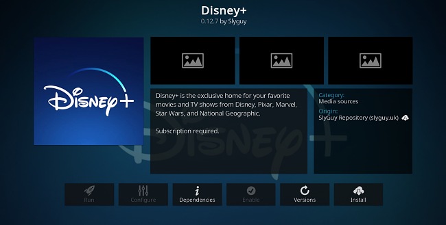 Sn&iacute;mek obrazovky s doplňkem pro Kodi od Slyguy pro Disney+