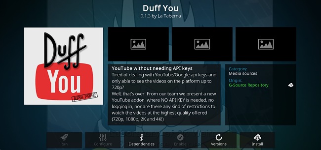 Sn&iacute;mek obrazovky s doplňkem pro Kodi Duff You