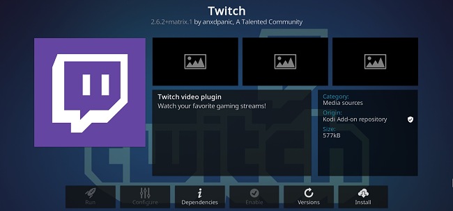 Sn&iacute;mek obrazovky s doplňkem pro Kodi Twitch