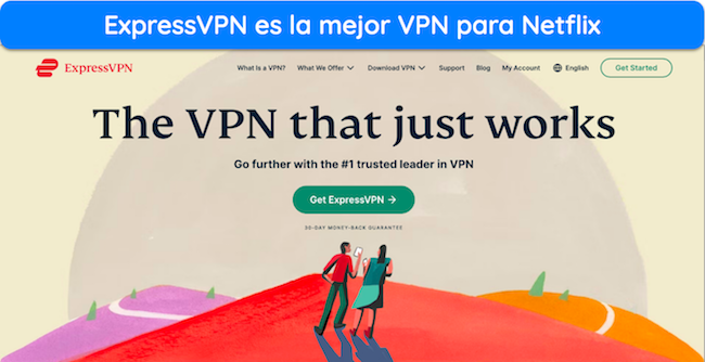 Captura de pantalla de la p&aacute;gina de inicio de ExpressVPN