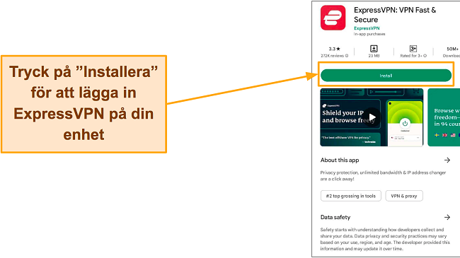 Sk&auml;rmdump av ExpressVPN p&aring; Google Play