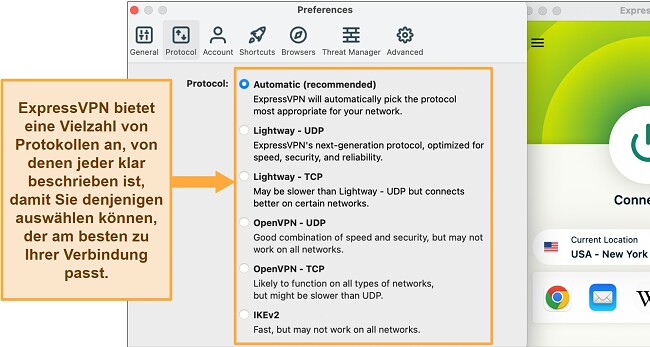 VPN Verbindung wird st&auml;ndig unterbrochen wie behebe ich das ExpressVPN Protokoll Men&uuml;