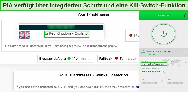  -VPN- trennt sich st&auml;ndig - wie man es behebt - PIA eingebauter Leckschutz funktioniert