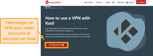 capture d'&eacute;cran de la proc&eacute;dure d'installation de l'addon kodi officiel, &eacute;tape 1, obtenir un vpn