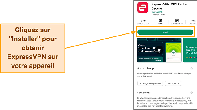 Capture d'&eacute;cran d'ExpressVPN sur Google Play