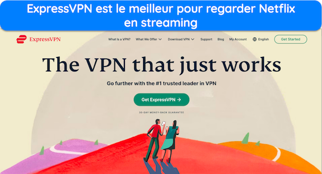 Capture d'&eacute;cran de la page d'accueil d'ExpressVPN