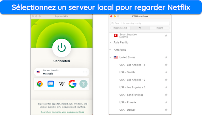 Capture d'&eacute;cran de l'application ExpressVPN