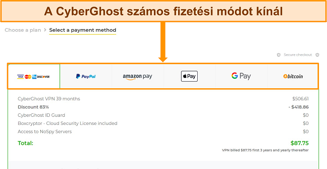 T&ouml;ltse le a CyberGhost ingyenes pr&oacute;baverzi&oacute;j&aacute;t, v&aacute;lasszon fizet&eacute;si m&oacute;dot