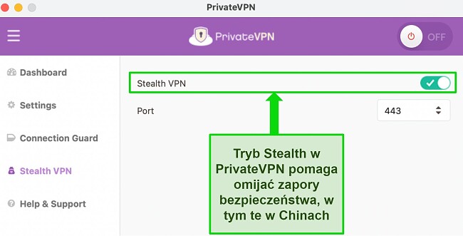 Rozłączający się VPN - jak to naprawić? PrivateVPN z aktywowanym trybem Stealth VPN