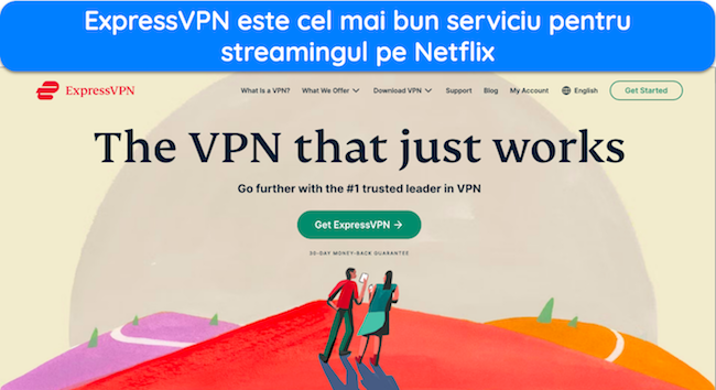 Captură de ecran a paginii de pornire a ExpressVPN