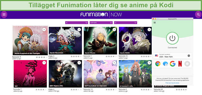 Sk&auml;rmdump av tillg&auml;ngligt FunimationNOW-inneh&aring;ll p&aring; Kodi