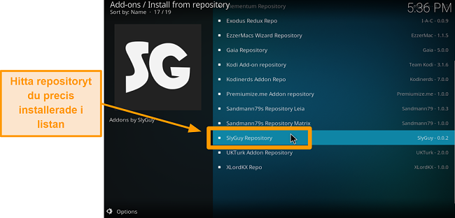 sk&auml;rmdump hur man installerar tredje part kodi addon steg 19 hitta repo du just installerat
