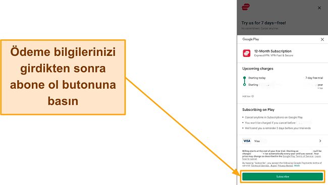 Abone ol d&uuml;ğmesinin vurgulandığı Google Play'deki son kayıt onayının ekran g&ouml;r&uuml;nt&uuml;s&uuml;.