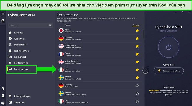 C&aacute;c phần mở rộng Kodi tốt nhất- M&aacute;y chủ truyền dẫn tối ưu CyberGhost