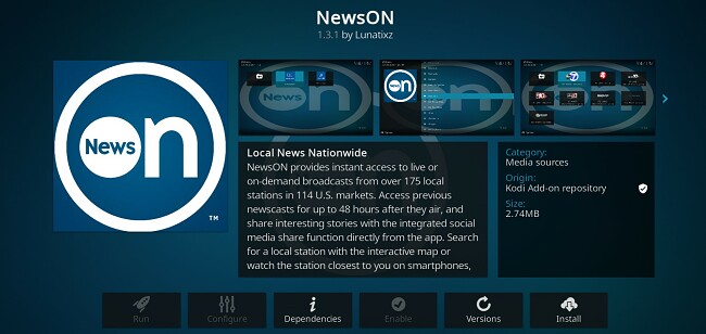 Th&ecirc;m-ons Kodi tốt nhất để l&agrave;m việc: NewsON