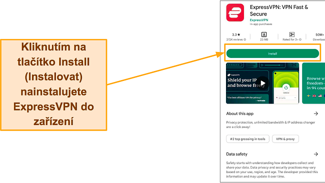 Sn&iacute;mek obrazovky ExpressVPN na Google Play