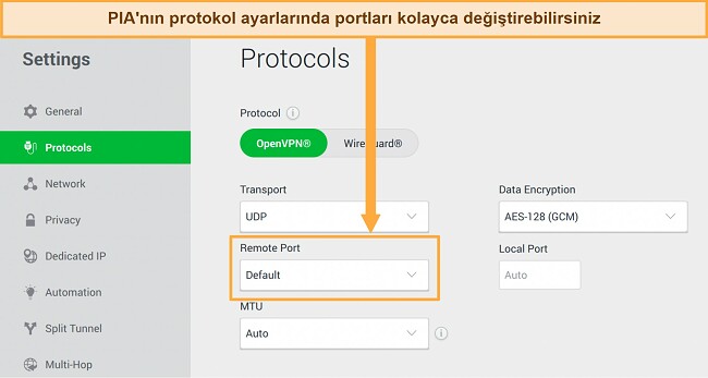 VPN bağlantısı kesiliyor nasıl d&uuml;zeltilir PIA Protokol ayarları