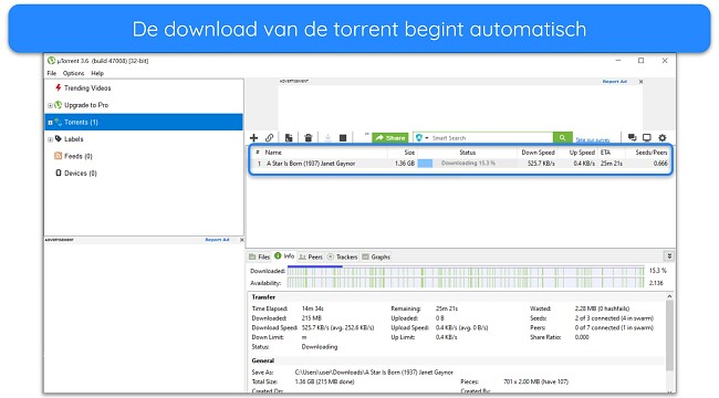Screenshot van 'A Star is Born' downloaden op uTorrent