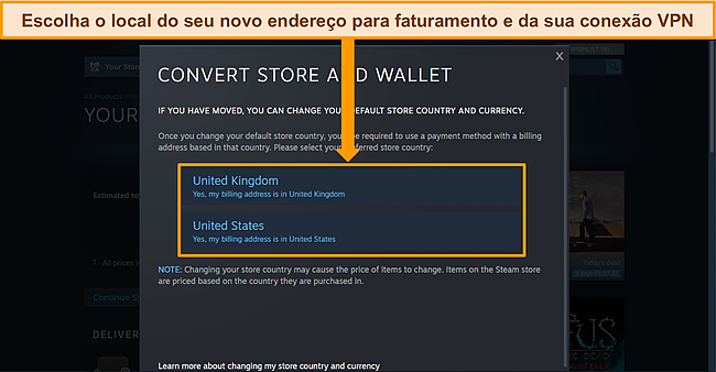 Captura de tela do menu 