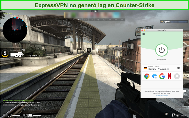 Captura de pantalla del juego en l&iacute;nea Counter-Strike: Global Offensive mientras est&aacute; conectado a ExpressVPN