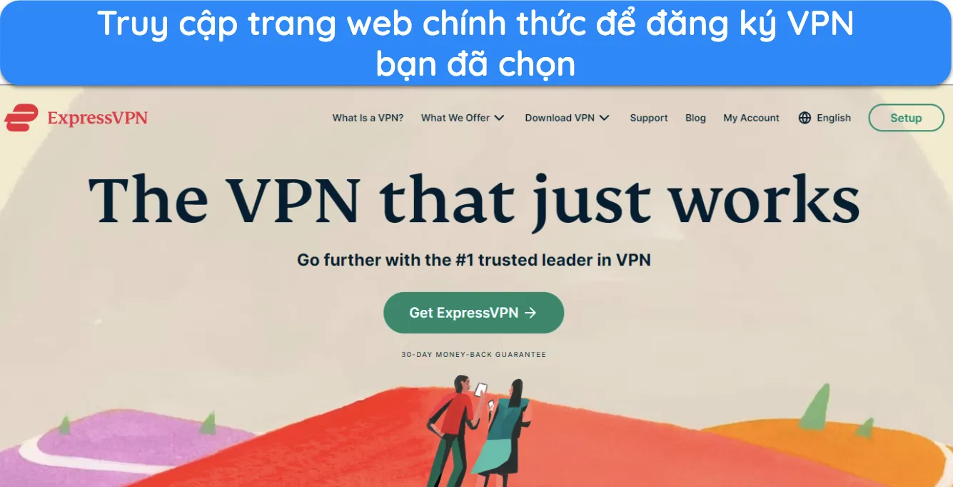 Ảnh chụp màn hình trang chủ của trang web ExpressVPN.