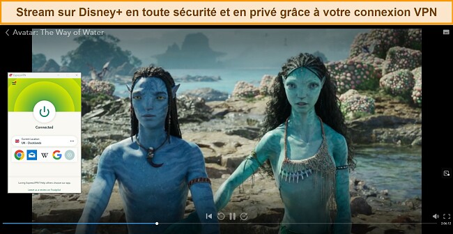 Guide sur la fa&ccedil;on de regarder Disney Plus en streaming avec un VPN. Regardez Avatar sur Disney Plus avec le serveur ExpressVPN au Royaume-Uni