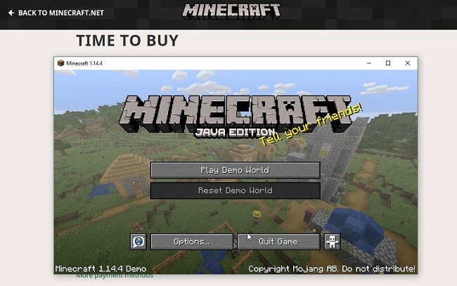 Minecraft ecran de bun venit