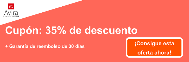 Banner de cup&oacute;n AviraVPN: 35% de descuento