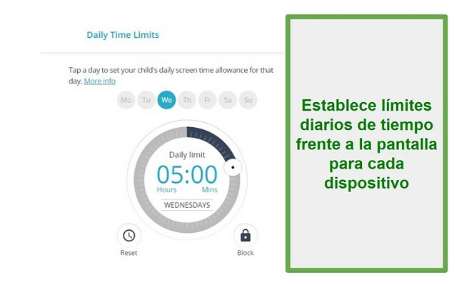 Ajuste de asignaci&oacute;n diaria de Qustodio