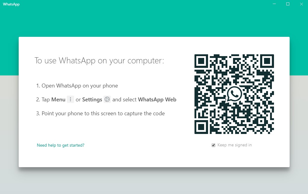 WhatsApp QR cod pentru Windows