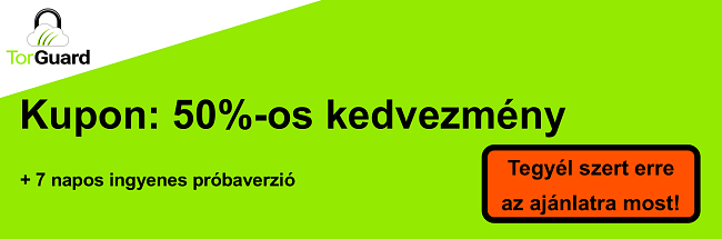 TorGuard VPN szelv&eacute;ny banner - 50% kedvezm&eacute;ny