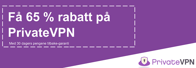 Grafikk av en fungerende PrivateVPN-kupong som tilbyr 65% rabatt med 30-dagers pengene-tilbake-garanti