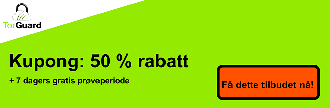 TorGuard VPN-kupongbanner - 50% avslag