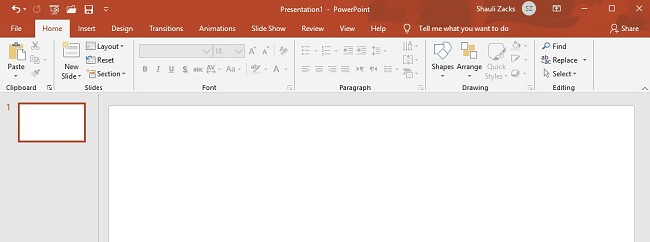 captură de ecran a tabloului de bord de lucru PowerPoint