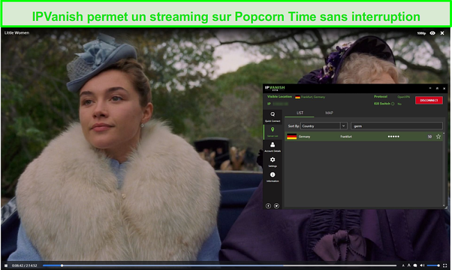 Capture d&rsquo;&eacute;cran de IPVanish streaming Little Women on Popcorn Time