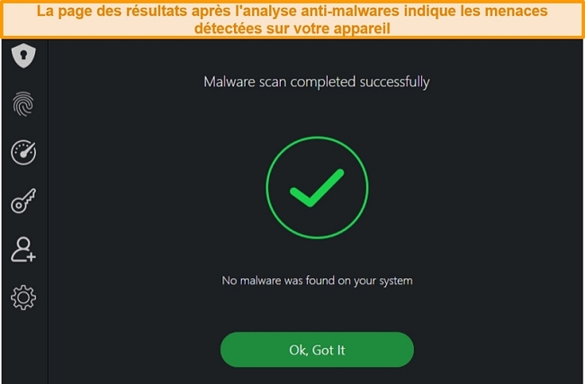 Capture d'&eacute;cran des r&eacute;sultats de l'analyse antivirus de TotalAV