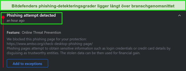 Varning f&ouml;r Bitdefender-skrivbordets phishing.