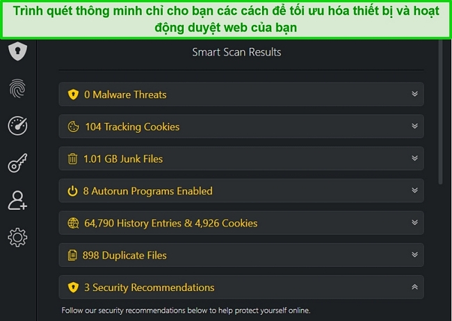 Ảnh chụp m&agrave;n h&igrave;nh kết quả Qu&eacute;t th&ocirc;ng minh của TotalAV