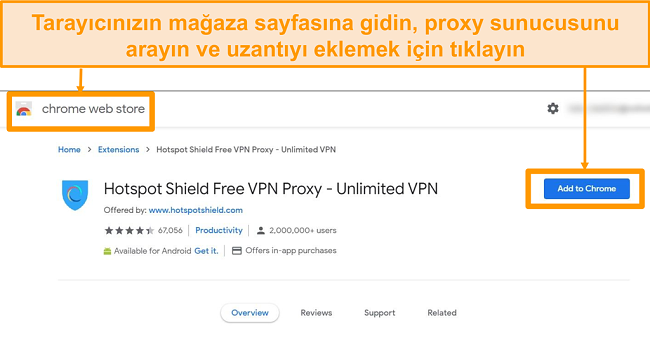 Hotspot Shield &uuml;cretsiz proxy tarayıcı uzantısı indirme ekran g&ouml;r&uuml;nt&uuml;s&uuml;