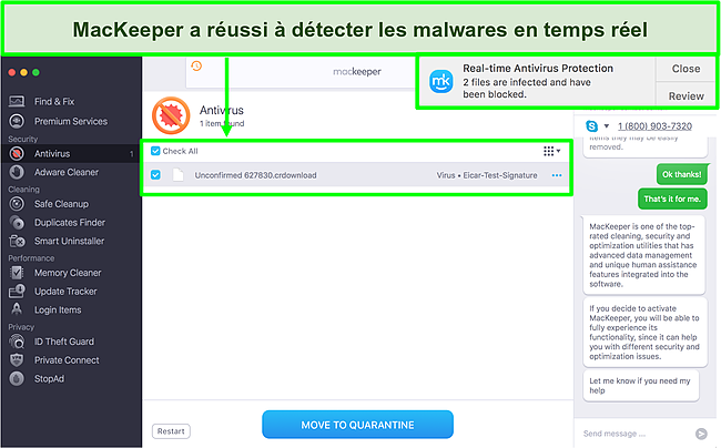 Image de MacKeeper identifiant les logiciels malveillants en temps r&eacute;el