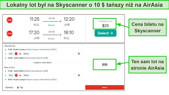 Te same bilety były tańsze na Skyscanner w por&oacute;wnaniu ze stroną internetową tanich linii lotniczych