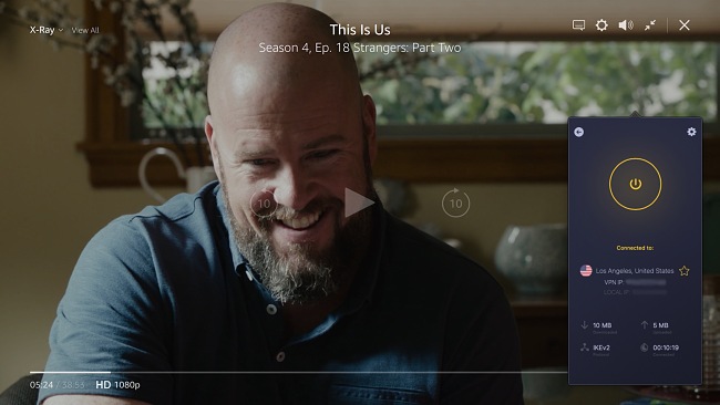 Capture d'&eacute;cran de This is Us lors d'une diffusion avec CyberGhost sur Amazon Prime Video.