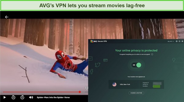 Screenshot of AVG Secure VPN streaming Netflix Screenshot of AVG Secure VPN streaming Netflix
